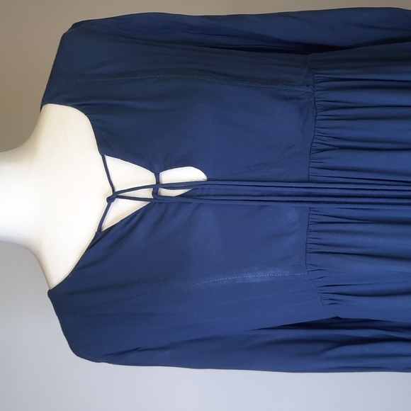 Anthropologie Holding Horses Blue Pink Ombre Tassel Closure Boho Dress, Size 4P - Picture 2 of 8